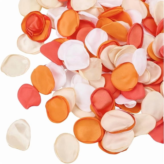 200Pcs 4 Colors Silk Rose Flower Petals Orange Artificial Flowers Petal Wedding Basket Aisle Scatter Dinner Table Centerpiece Party Confetti Romantic Night Bridal Party Decor Orange 1set