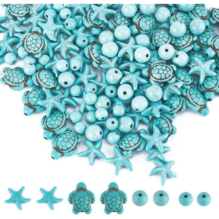 200Pcs 4 Styles DIY Beads Kits Including Turquoise Howlite Dyed Beads Mixed Shapes 6~17x6~14x5.5~8mm Hole: 1mm 50pcs/style