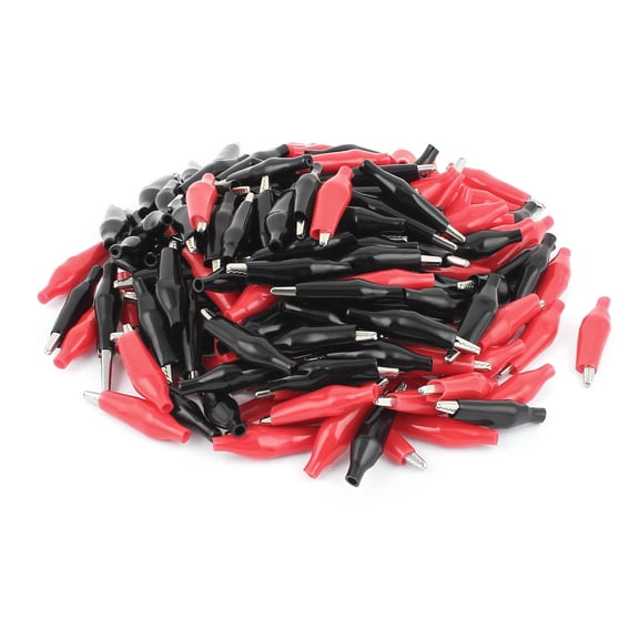 200Pcs 43mm Insulated Red Black Crocodile Test Clip Electronic Components
