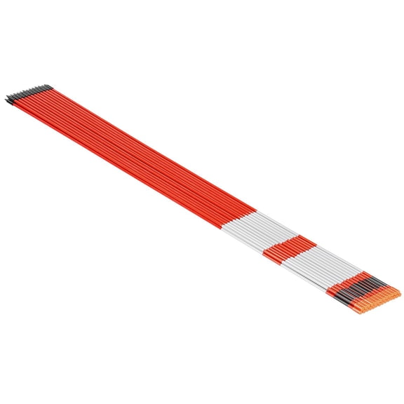 200Pcs 48in Long 1/4in Dia Hi Visibility Driveway Reflectors with 12in Steel Drill Bits Reflective Snow Sticks Fiberglass Pole for Parking Lots Walkways Snow Plowing