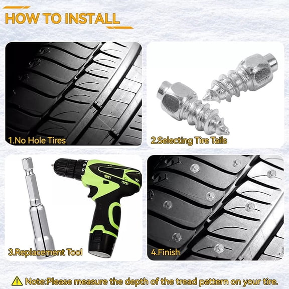 200Pcs 4X12Mm Screw Tire Studs Snow Spikes Anti-Slip Anti-Ice Tool For Car Suv Fangkenuo