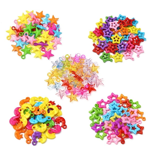 200Pcs 5 Styles Opaque Acrylic Pendants Mixed Shape Mixed Color 20~28.4x16~24x4~5.5mm Hole: 2.5~3mm 40pcs/style