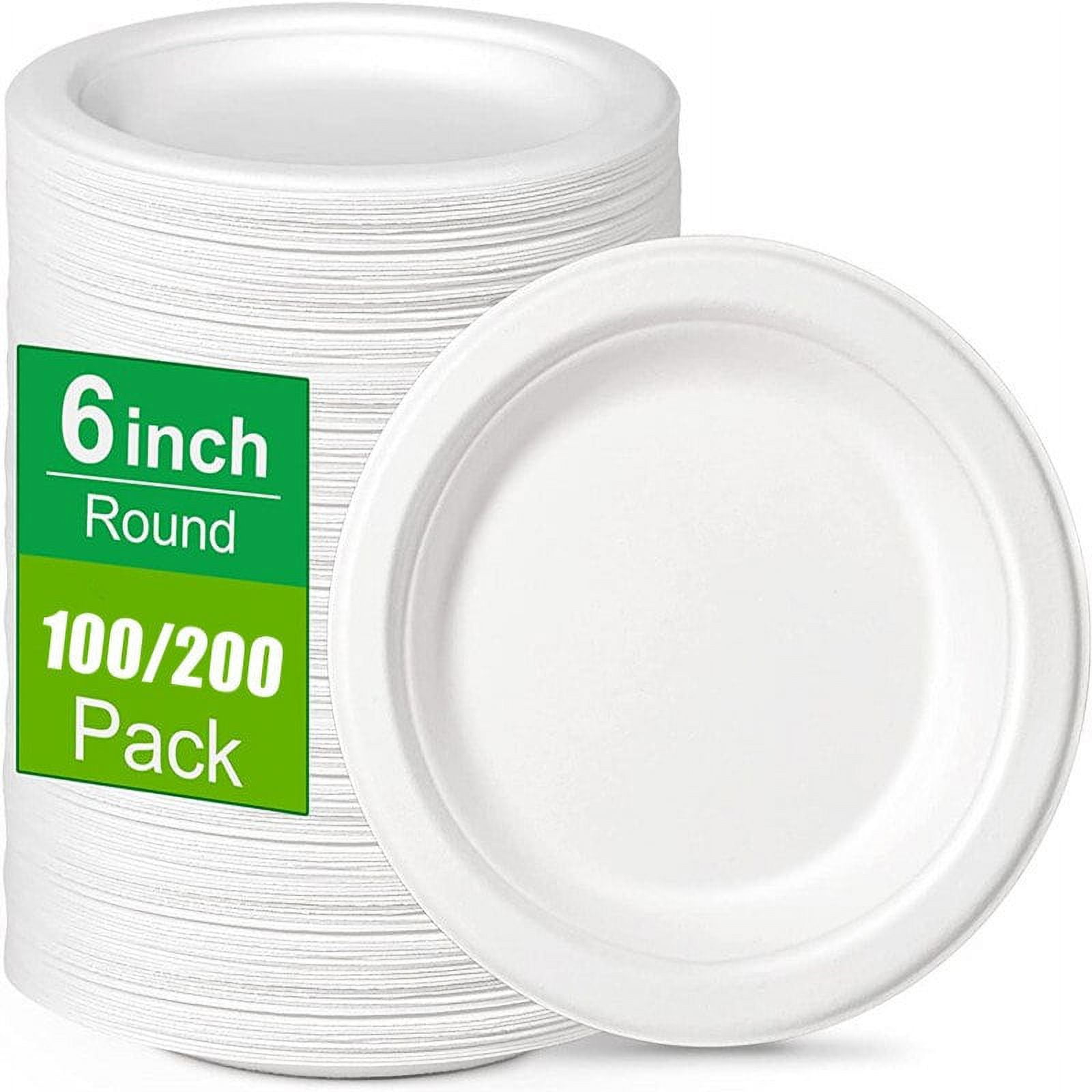 200Pcs 6inch Dessert Plates 100 Compostable HeavyDuty Paper Plates