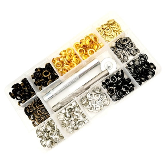 200Pcs 6mm Eyelets Grommets with Punching Tool, 4 Color Metal Eyelets Grommet with Setting Tool for Tarpaulin Canvas