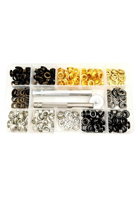 200Pcs 6mm Eyelets Grommets with Punching Tool, 4 Color Metal Eyelets Grommet with Setting Tool for Tarpaulin Canvas