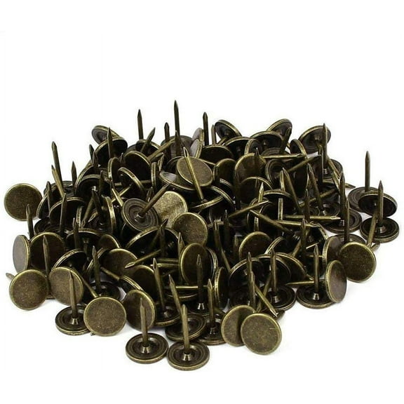 200Pcs 7/16 Inch Dia Bronze Flat Head Upholstery Tacks/Nails Thumb Push Pins