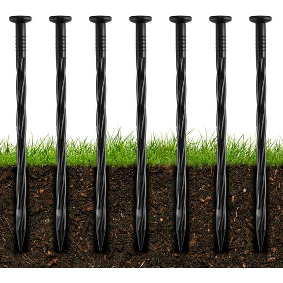 200Pcs 8-Inch Plastic Landscape Edging Spikes, Spiral Anchoring Nails for Weed Barrier, Paver Edging, Landscape Edging, Artificial Turf, Grass Pathways, and More