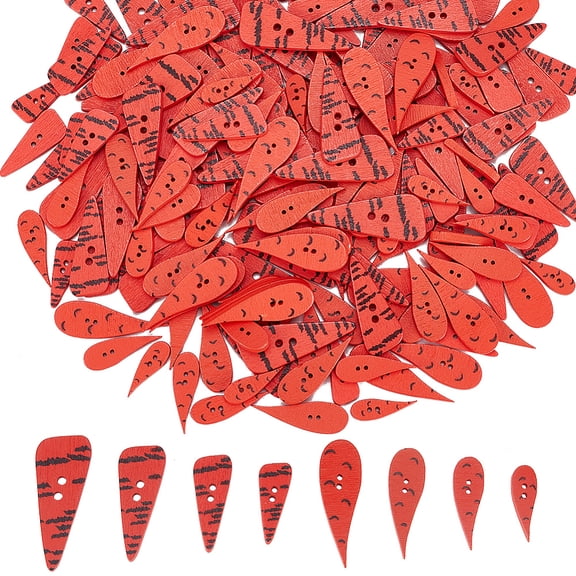 200Pcs 8 Size Christmas Carrot Noses Buttons Tomato Plants Wooden Buttons DIY Ornament Xmax Snowman