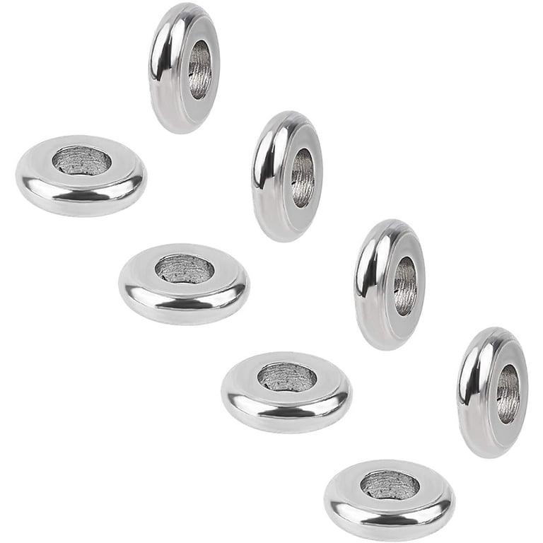 200Pcs 8mm Solid Flat Disc Round Spacer Beads Rondelle 304