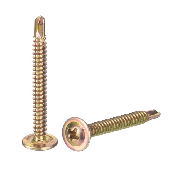 200Pcs #8x1-1/2" Phillips Head Self Tapping Screws, Carbon Steel Self Drilling, Yellow