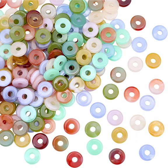 200Pcs Acrylic European Beads Disc Large Hole Bead Mixed Color 15x3.5mm Hole: 5mm