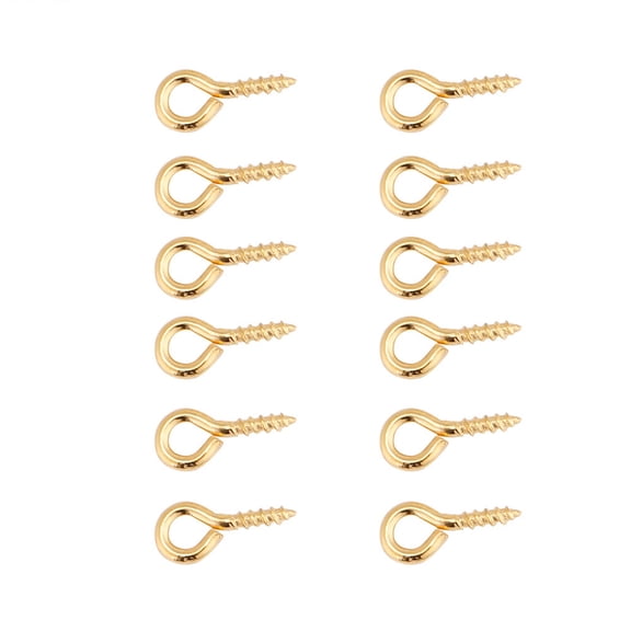200Pcs Alloy Thread Screw Eye Pins Hooks for Jewelry Making Findings, 0.16x0.3 inches / 4x8mm (Gold)