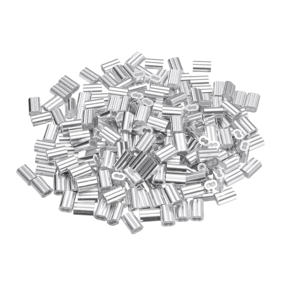 200Pcs Aluminum Crimping Loop Sleeve for 1/16" Diameter Wire Rope, Double Ferrule Wire Rope Sleeve for Cable Line End