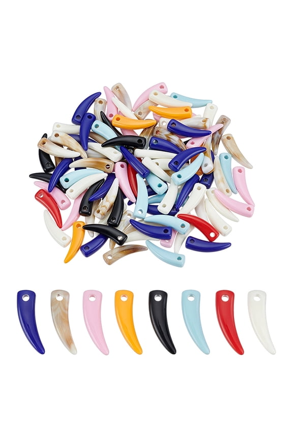 200Pcs Artifical Wolf Teeth Charms Acrylic Little Wolf Teeth Charms Mixed Color Wolves Fangs Pendants Animal Tooth Pendants Bulk