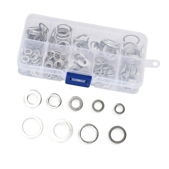 200Pcs Automotive Metric Oil Drain Plug Gasket, Crush Washer Set, 9 Sizes Aluminum Flat Washer Assortment Kit, High Temperature Resistant Accessory Set Kit for Maintenance