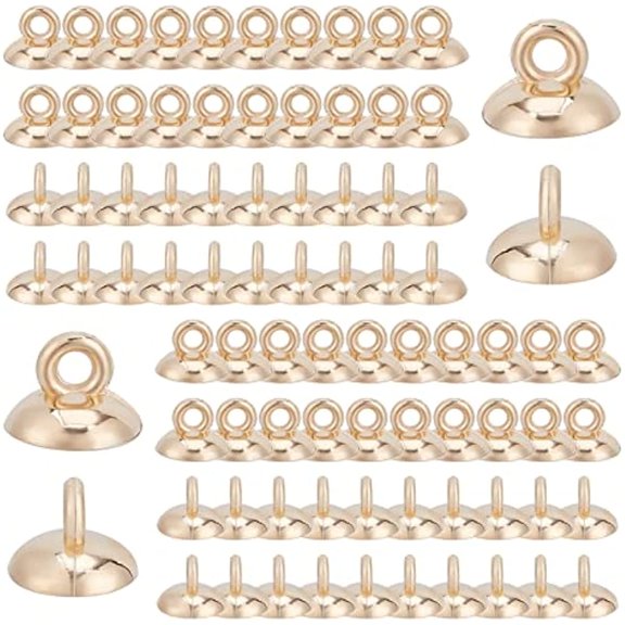 200Pcs Bail Cap Silver Bead Cap 10mm Cover Bead Caps with Loop End Cap Clasp Round Dangle Charm Connector