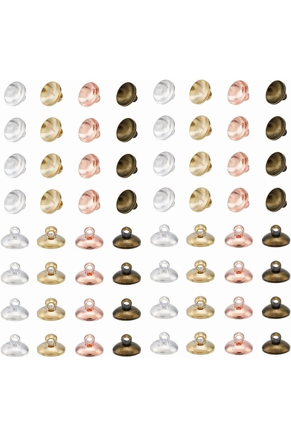 200Pcs Bead Cap Pendant 4 Colors Bails Pendant Caps with Loops Brass Beads Caps Charm Bails Clasp Dangle Charms Connectors Pendant