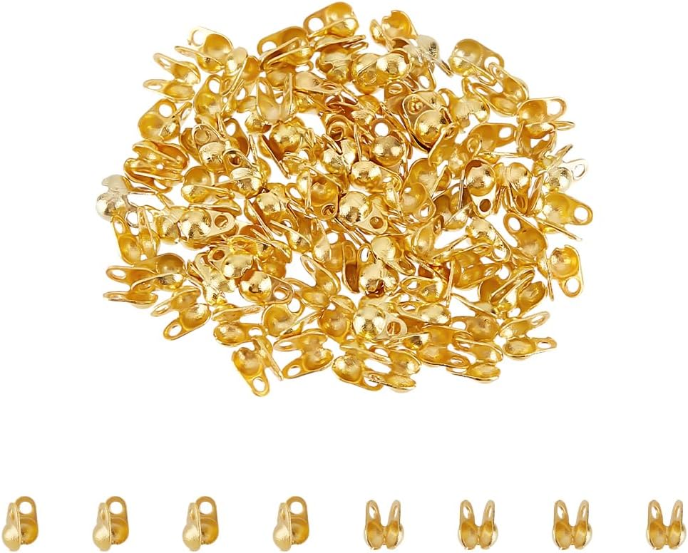 200Pcs Bead Tips 1.8mm Inner Clamshell Crimp Tips Metal Tiny Fold-Over ...