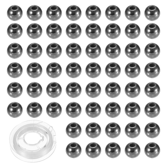 200Pcs Black Hematite Beads, 4mm Natural Stone Beads Loose Round Gemstone with Crystal Stretch Cord for Jewelry Making