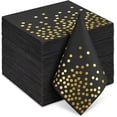 thumbnail image 1 of 200Pcs Black and Gold Cocktail Napkins, 6.5 Inch Gold Dots Disposable Paper Dinner Napkins for Party Wedding Birthday Bar Holiday Graduation New Year, 1 of 17