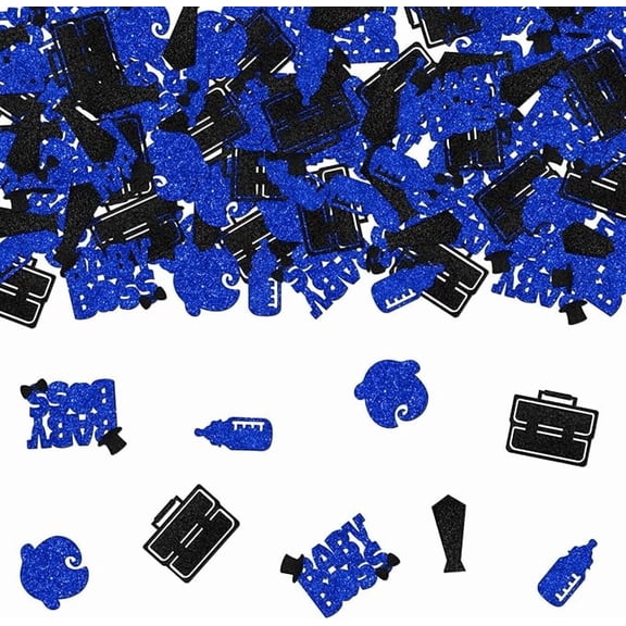 200Pcs Boss Boy Confetti Boss Theme Baby Shower Decorations Boss Boy Business Birthday Table Decorations Blue for Baby Bosy 1st Birthday Gender Reveal Party Favors Supplies