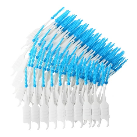 AUQ 200Pcs/Box Floss Interdental Brush Stick Toothpick Soft Silicone Double-ended Tooth Picks Oral Care