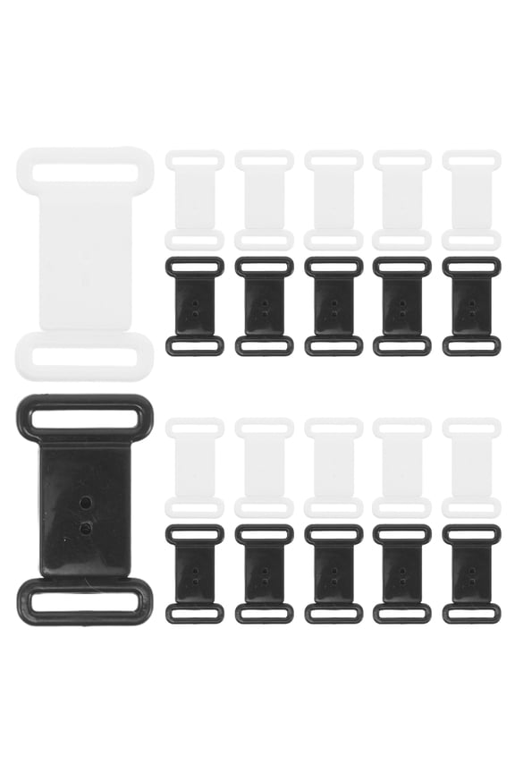 200Pcs Bra Strap Buckles: Plastic Bow Tie Clips for DIY Necktie Tank Top Straps - Black White Front Closure Buckles Hook Fastener for Nursing Bras