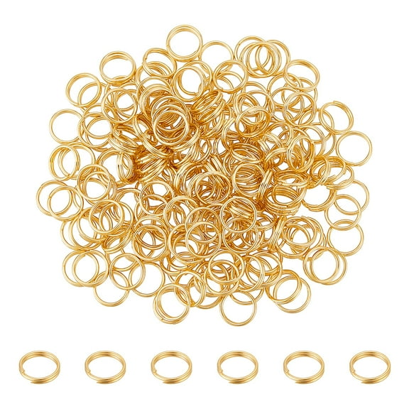 200Pcs Brass Split Rings Double Loops Jump Rings Real 18K Gold Plated 6x1.5mm Inner Diameter: 5mm