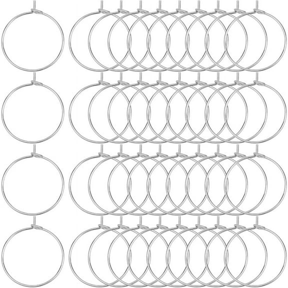 200Pcs Brass Wine Glass Charm Rings Hoop Earrings Findings Nickel Free Platinum 20x0.8mm 20 Gauge