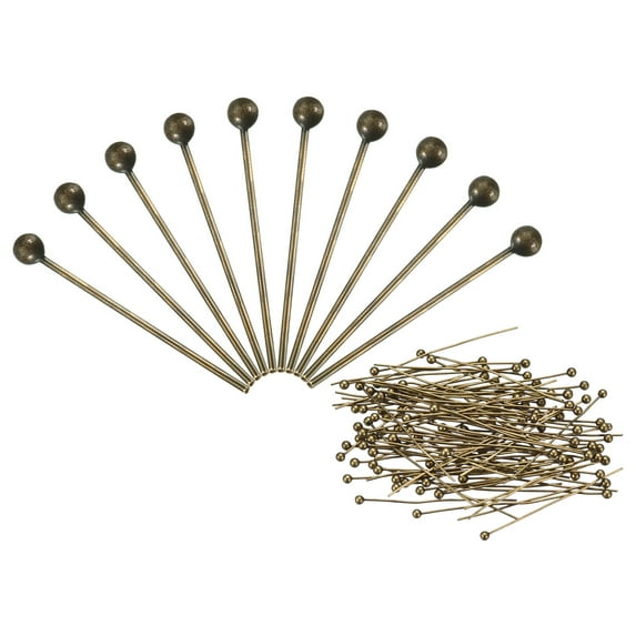 200Pcs Bronze Ball Head Pins 50mm Wire Head Pins 24 Gauge Brass Head Pins for DIY Craft Jewelry Making