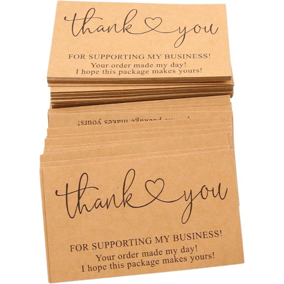 200Pcs Brown Thank You for Supporting My Business Cards,2 x 3.5 Inches / 9 5 cm Small Bulk Customer Appreciation Card Packaging Supplies