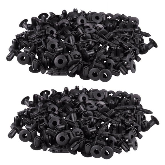200Pcs Car Molding Door 5mm Hole Plastic Rivets Fixing Black.