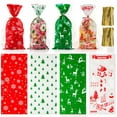 200Pcs Christmas Cellophane Bags Assortment for Holiday Treats
