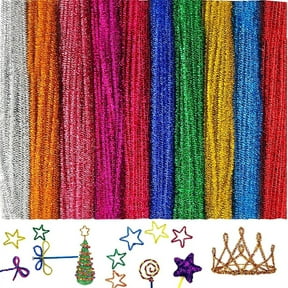 200Pcs Christmas Craft Pipe Cleaners, DIY Glitter Pipe Cleaners, Glitter Chenille Stems, Arts Chenille Stems for DIY Craft Christmas Decoration,12in,10 Colors