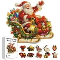 thumbnail image 1 of 200Pcs Christmas Santa Claus Sleigh Wooden Jigsaw Puzzles for Adults 12.2x11.2inch Gifts Snowflakes Colorful Unique Animal Shaped Jigsaw Puzzles for Holidays Birthday, 1 of 7