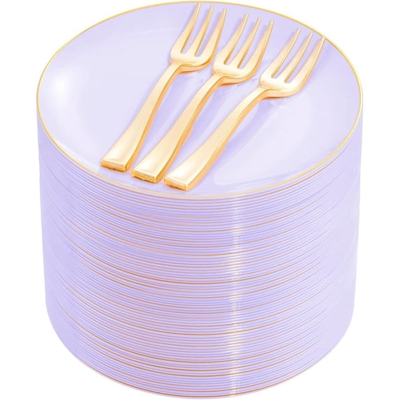 200Pcs Clear Plastic Dessert Plates Disposable 6.3" with Plastic Forks 5" - Small Clear Plates-Dessert/Cake/Appetizer Plates for Birthday/Easter Party & Wedding - Serve for 100Guests