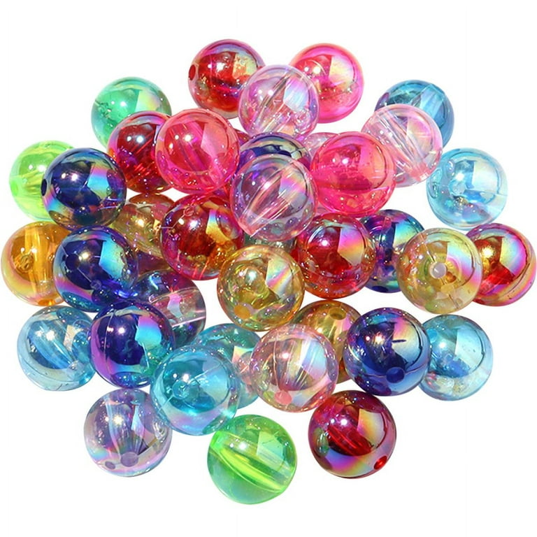 200Pcs Colorful Beads Acrylic Round Loose Beads Loose Beads for DIY Jewelry  Making Art Craft