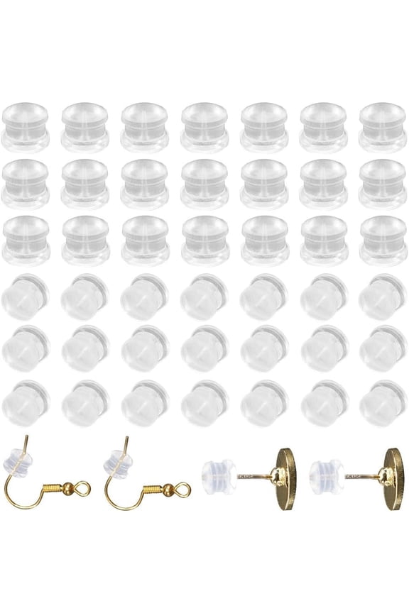200Pcs Column Earring Backs Silicone Back Earring Stoppers Clear Small Full Covered Earring Nuts Transparent Soft Safety Earring Backs for Studs Jewelry Making Supplies DIY Crafts Beginner DIY