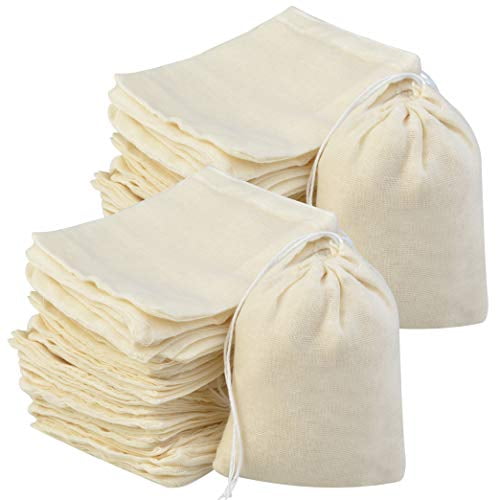 200Pcs Cotton Drawstring Bags,Reusable Muslin Bag Natural Cotton Bags with Drawstring Produce Bag Bulk Gift Jewelry Pouch for Party Wedding Home Storage,Natural Color (4 x 3 Inches)