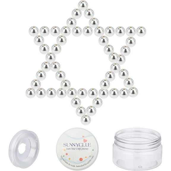 200Pcs DIY Electroplate Non-magnetic Synthetic Hematite Bead Stretch Bracelets Making Kits Including Round Beads and Elastic Thread Silver Plated 8mm Hole: 1mm 100pcs