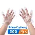 thumbnail image 1 of 200Pcs Disposable Gloves 200 Count Green Direct Food Grade PE /Food Preparation /Garden BBQ,Household Food Safety Clean Plastic Gloves Transparent Large Medium, 1 of 7