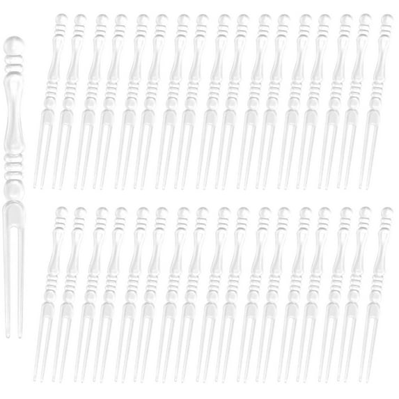 200Pcs Disposable Plastic Fruit Forks,4" Cocktail Picks Sticks, Mini Appetizer Dessert Food Cake Forks for Daily Use Set Toothpick Forks Portable Salad Fruit Forks(White)