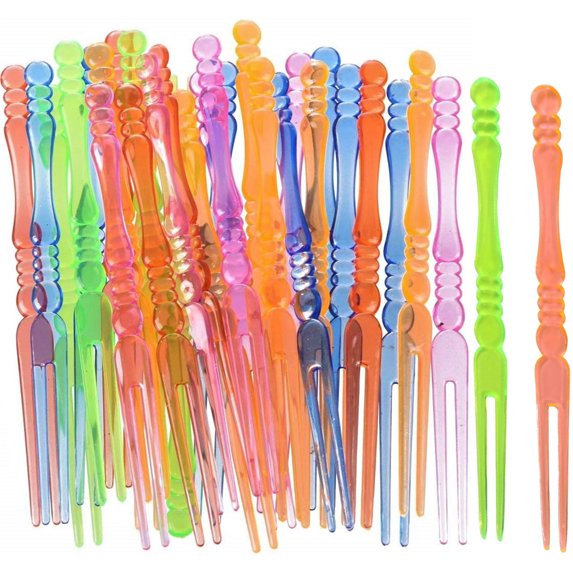 200Pcs Disposable Plastic Fruit Forks,Happon Cocktail Forks Picks Tasting Appetizer Forks Set,Mini Cake Forks Set Toothpick Forks Portable Salad Fruit Forks(Multicolor)