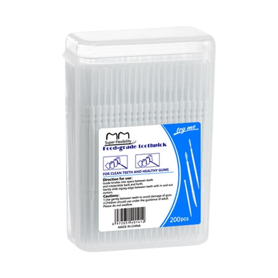 200Pcs Double Head Toothpicks, Disposable Plastic Interdental Brushes for Teeth Cleaning, Oral Care Dental Picks