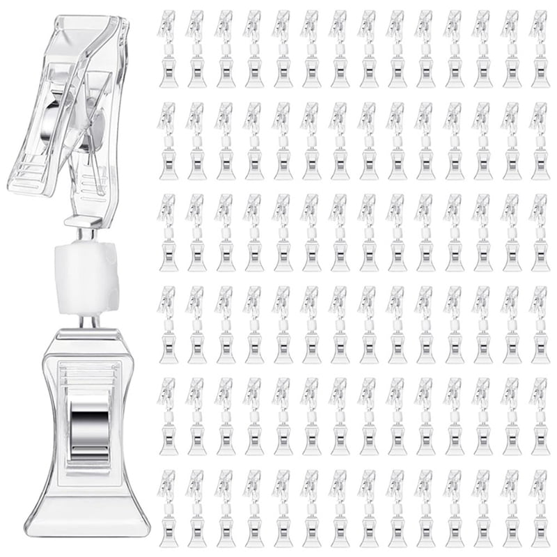 200Pcs Double Sided Sign Clips Sign Display Mini Clip Clear Rotatable ...