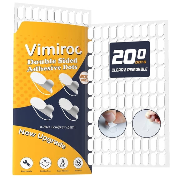 200Pcs Double Sided Sticky Dot Stickers Removable Round Putty Clear ...