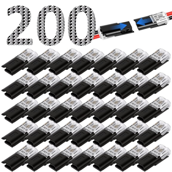 200Pcs Double-Wire Plug-In Connector Double Wire Plug in Connector Solderless Snap Block Wire Connector with Locking Buckle for Flexible and Hard Cable