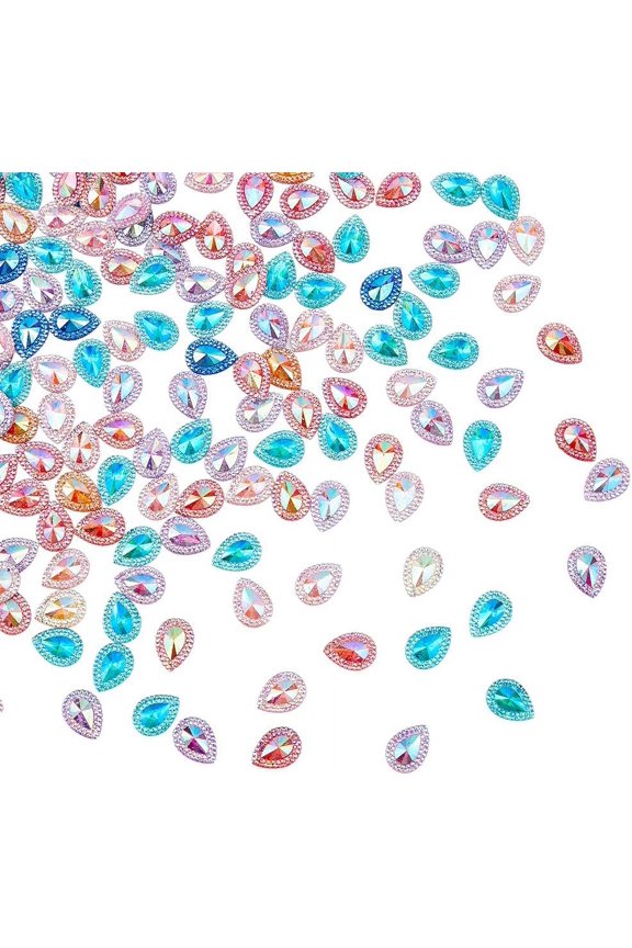 200Pcs Drop Rhinestones Buttons Sewing Gem Stones Teardrop Rhinestones with 2 Holes Sewing Beads Decorations for DIY Clothing Wedding Dress Jewelry Making 1box