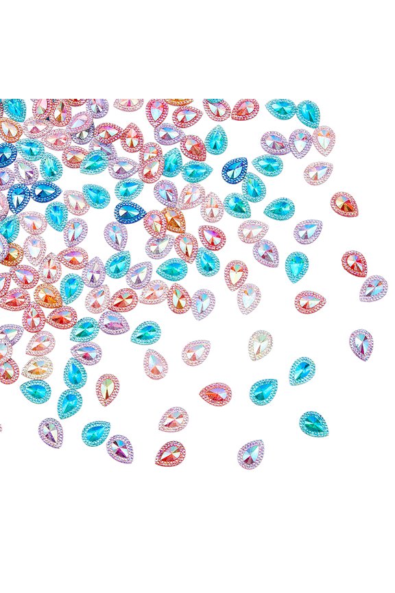 200Pcs Drop Rhinestones Buttons Sewing Gem Stones Teardrop Rhinestones with 2 Holes Sewing Beads Decorations for DIY Clothing Wedding Dress Jewelry