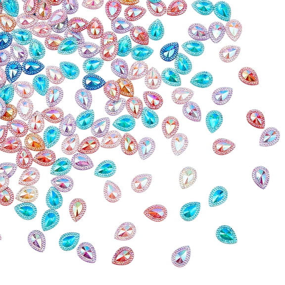 200Pcs Drop Rhinestones Buttons Sewing Gem Stones Teardrop Rhinestones with 2 Holes Sewing Beads Decorations for DIY Clothing Wedding Dress Jewelry